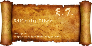 Ráduly Tibor névjegykártya