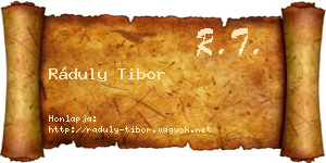 Ráduly Tibor névjegykártya